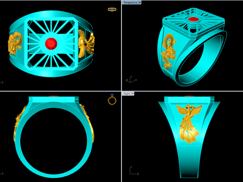 Dragon ring - Phoenix ring - Dragon phoenix ring - N5407 3D Print Model