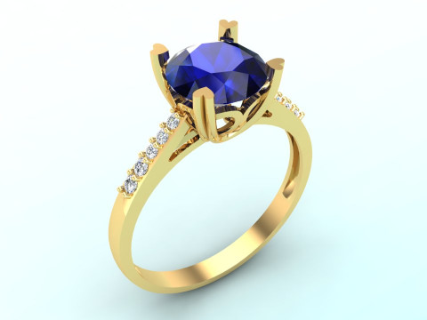 Pırlanta y&uuml;z&uuml;k - Orta taşlı y&uuml;z&uuml;k - Bayan y&uuml;z&uuml;k - N817 3D Baskı Modeli