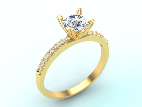 Pırlanta y&uuml;z&uuml;k - Orta taş y&uuml;z&uuml;k - Kadın y&uuml;z&uuml;k - N848 3D Baskı Modeli