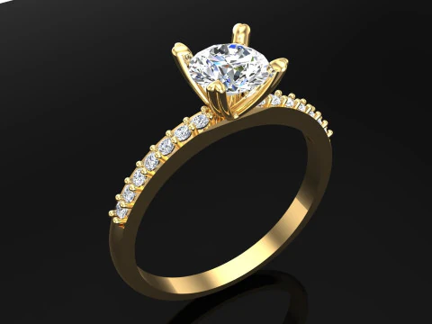 Diamond ring - Center stone ring - Womens ring - N848 3D Print Model