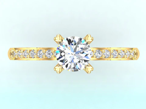 Diamond ring - Center stone ring - Womens ring - N848 3D Print Model