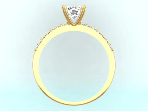 Diamond ring - Center stone ring - Womens ring - N848 3D Print Model
