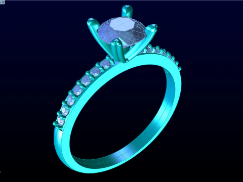 Diamond ring - Center stone ring - Womens ring - N848 3D Print Model