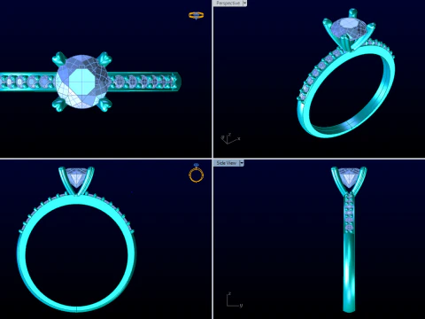 Diamond ring - Center stone ring - Womens ring - N848 3D Print Model