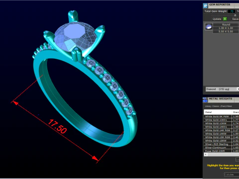 Diamond ring - Center stone ring - Womens ring - N848 3D Print Model