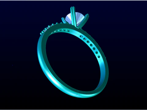 Diamond ring - Center stone ring - Womens ring - N848 3D Print Model