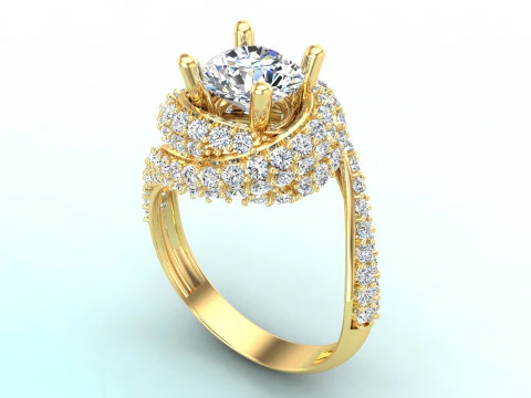 Diamond ring - Center stone ring - Womens ring - N205 3D Print Model