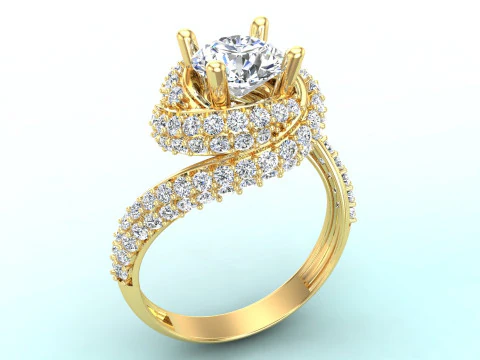 Diamond ring - Center stone ring - Womens ring - N205 3D Print Model