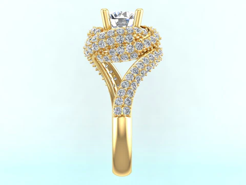 Diamond ring - Center stone ring - Womens ring - N205 3D Print Model