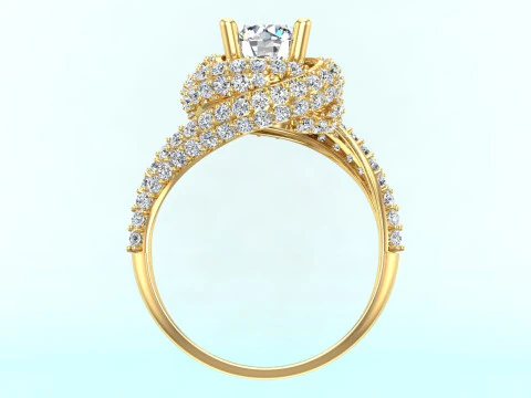 Diamond ring - Center stone ring - Womens ring - N205 3D Print Model