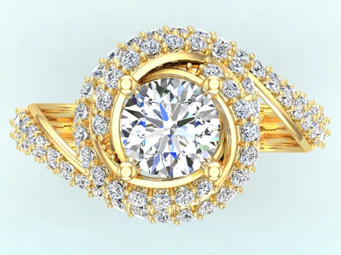 Diamond ring - Center stone ring - Womens ring - N205 3D Print Model