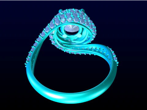 Diamond ring - Center stone ring - Womens ring - N205 3D Print Model