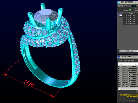 Diamond ring - Center stone ring - Womens ring - N205 3D Print Model
