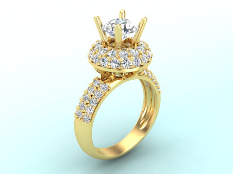 Diamond ring - Women ring - Center stone ring - N453 3D Print Model