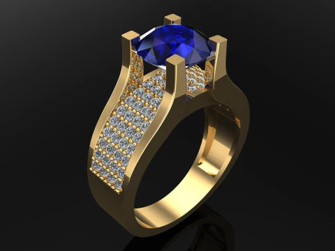 Diamond ring - Womens ring - Mens ring - N510 3D Print Model