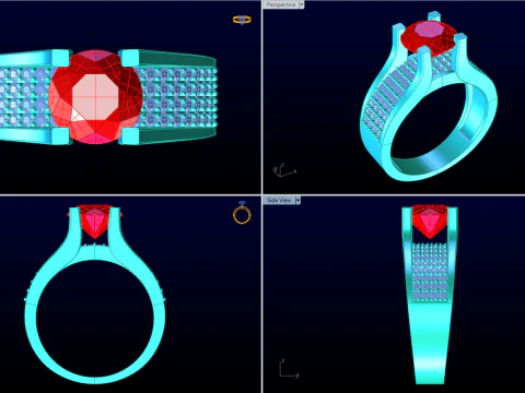 Diamond ring - Womens ring - Mens ring - N510 3D Print Model