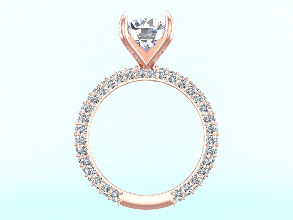 Diamond ring - Women ring - Center stone ring - N609 3D Print Model .c4d .max .obj .3ds .fbx .stl .blend 