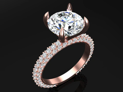 Diamond ring - Women ring - Center stone ring - N609 3D Print Model