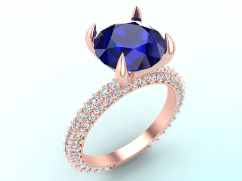 Diamond ring - Women ring - Center stone ring - N609 3D Print Model