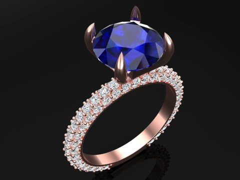 Diamond ring - Women ring - Center stone ring - N609 3D Print Model