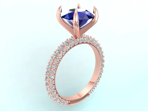 Diamond ring - Women ring - Center stone ring - N609 3D Print Model