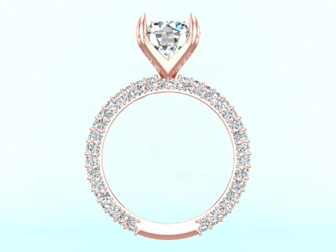 Diamond ring - Women ring - Center stone ring - N609 3D Print Model