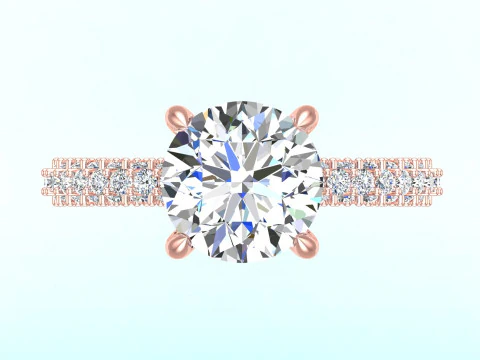 Diamond ring - Women ring - Center stone ring - N609 3D Print Model