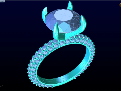 Diamond ring - Women ring - Center stone ring - N609 3D Print Model