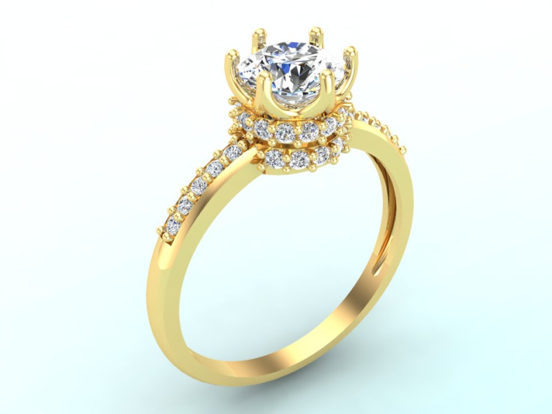 Diamantring &ndash; Queen-Ring &ndash; Damenring &ndash; N611 3D Druckmodell .c4d .max .obj .3ds .fbx .stl .blend 