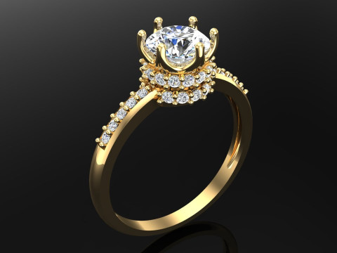 Diamantring &ndash; Queen-Ring &ndash; Damenring &ndash; N611 3D Druckmodell