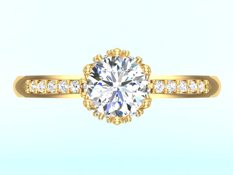 Diamantring &ndash; Queen-Ring &ndash; Damenring &ndash; N611 3D Druckmodell