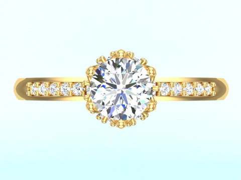 Diamond ring - Queen ring - Womens ring - N611 3D Print Model