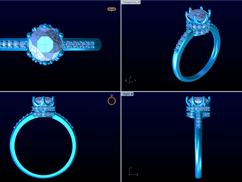 Diamantring &ndash; Queen-Ring &ndash; Damenring &ndash; N611 3D Druckmodell