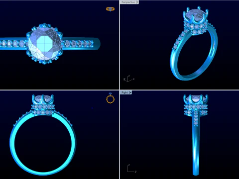Diamond ring - Queen ring - Womens ring - N611 3D Print Model