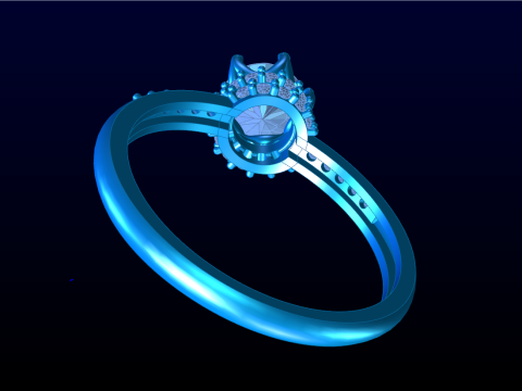 Diamantring &ndash; Queen-Ring &ndash; Damenring &ndash; N611 3D Druckmodell