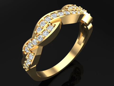 Diamond ring - Womens ring - Twist ring - N650 3D Print Model