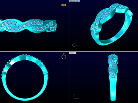 Diamond ring - Womens ring - Twist ring - N650 3D Print Model