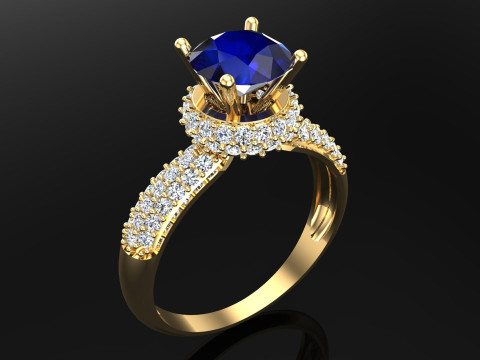 Pırlanta y&uuml;z&uuml;k - Kadın y&uuml;z&uuml;k - Orta taşlı y&uuml;z&uuml;k - N652 3D Baskı Modeli