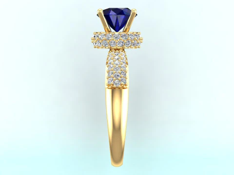 Diamond ring - Women ring - Center stone ring - N652 3D Print Model