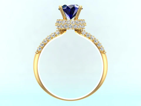 Diamond ring - Women ring - Center stone ring - N652 3D Print Model