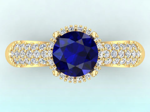 Diamond ring - Women ring - Center stone ring - N652 3D Print Model
