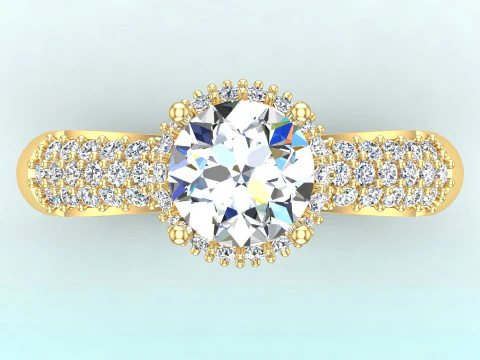 Diamond ring - Women ring - Center stone ring - N652 3D Print Model