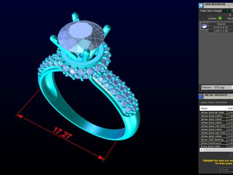 Diamond ring - Women ring - Center stone ring - N652 3D Print Model