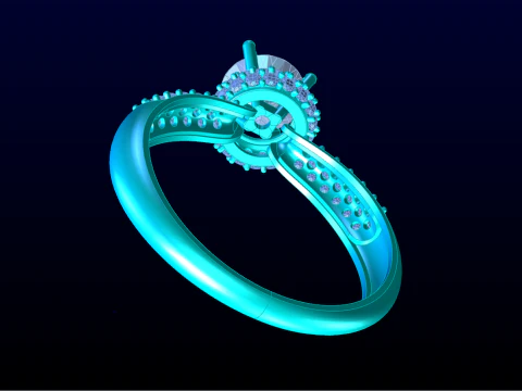 Diamond ring - Women ring - Center stone ring - N652 3D Print Model