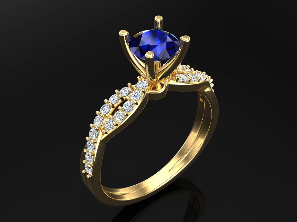 Diamond ring - Women ring - Center stone ring - N715 3D Print Model .c4d .max .obj .3ds .fbx .stl .blend 