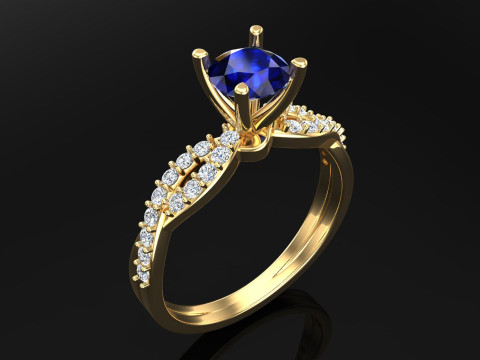 Pırlanta y&uuml;z&uuml;k - Kadın y&uuml;z&uuml;k - Orta taş y&uuml;z&uuml;k - N715 3D Baskı Modeli