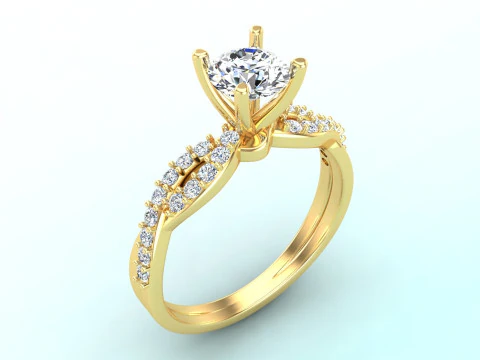 Diamond ring - Women ring - Center stone ring - N715 3D Print Model