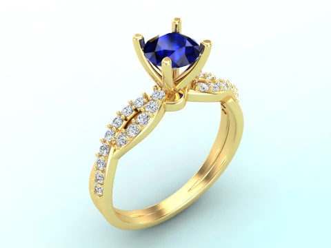 Diamond ring - Women ring - Center stone ring - N715 3D Print Model