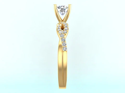 Diamond ring - Women ring - Center stone ring - N715 3D Print Model