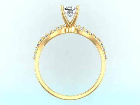 Diamond ring - Women ring - Center stone ring - N715 3D Print Model